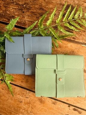 PICK ONE - Compact Foldover Travel Earring Storage  in Sage Green or Dusty Blue